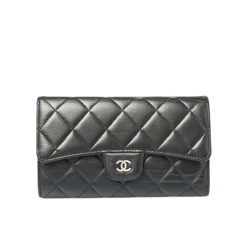 chanel made in paris black leather wallet|chanel wallet original.